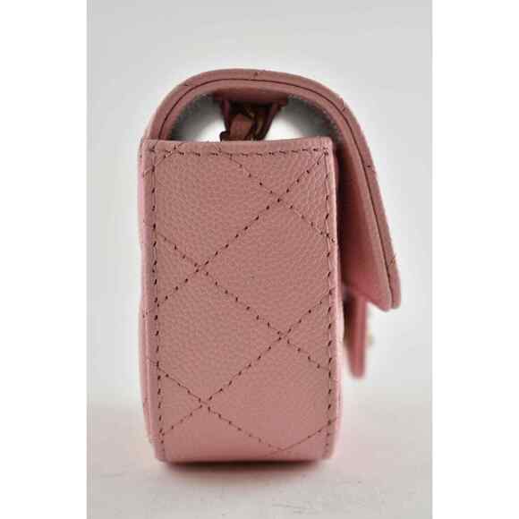 Chanel 22C Pink Caviar Mini Clutch With Chain Gold Card Shoulder Crossbody Bag - Picture 6 of 12